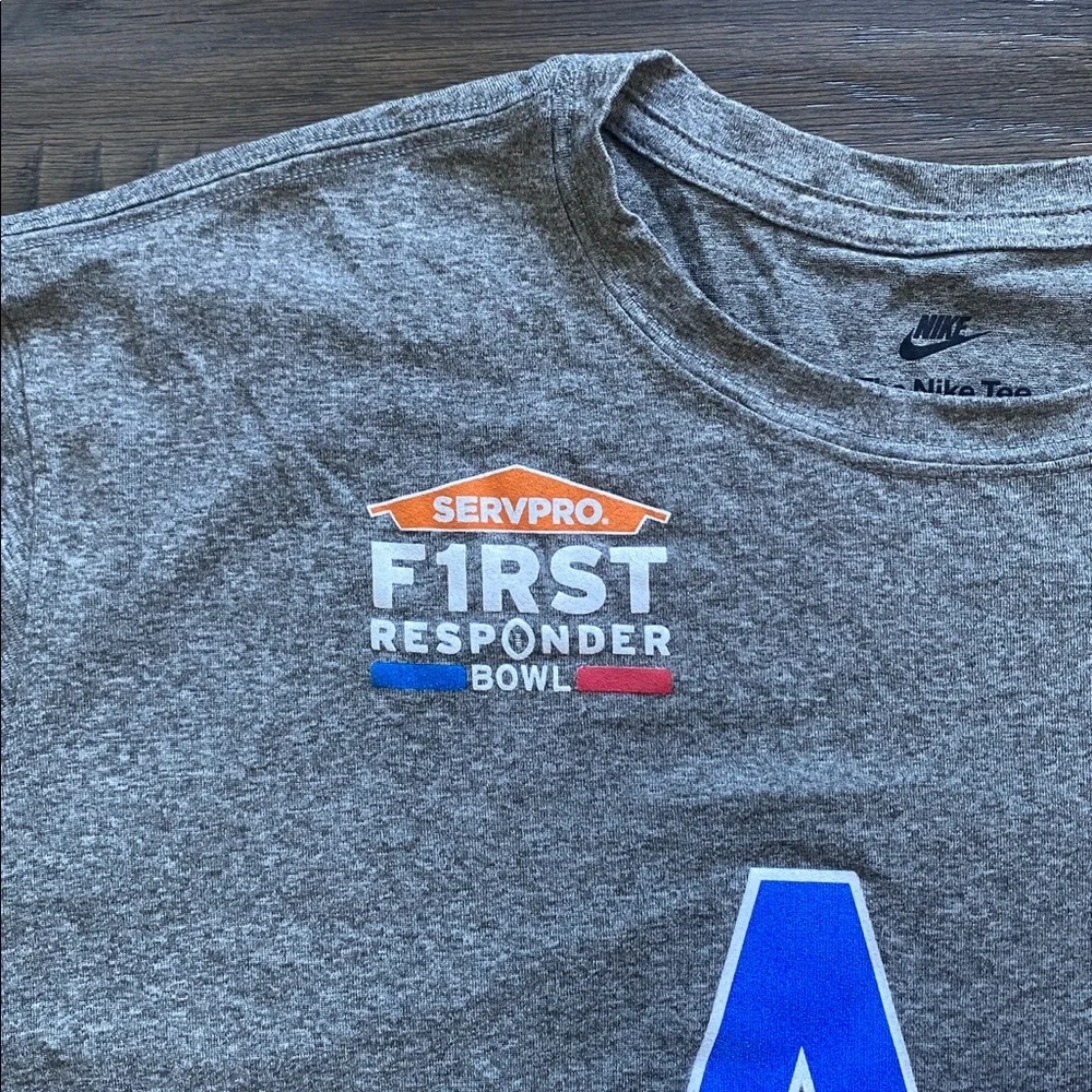 Nike Air Force Bowl Tee Mens Sz XXL Heather Gray T-Shirt with Blue AF Logo
